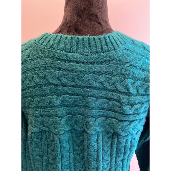 St John’s Bay Sweater Cable Fuzzy Knit  Size Large Dark Green Rounded Neck - Picture 5 of 8